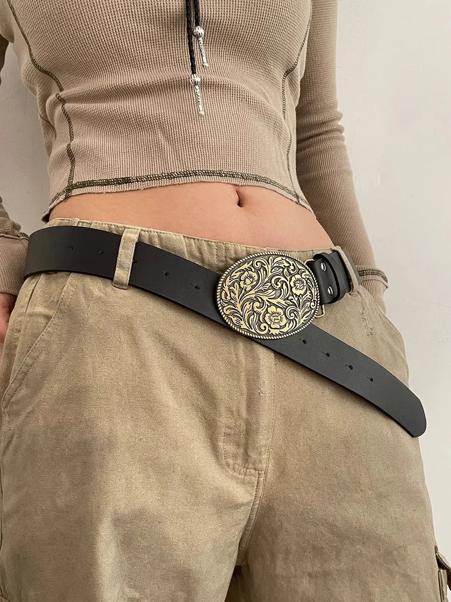 N Retro Belt Female 2024 New Black Jeans Decoration Simple Accessories Ins Wide Belt