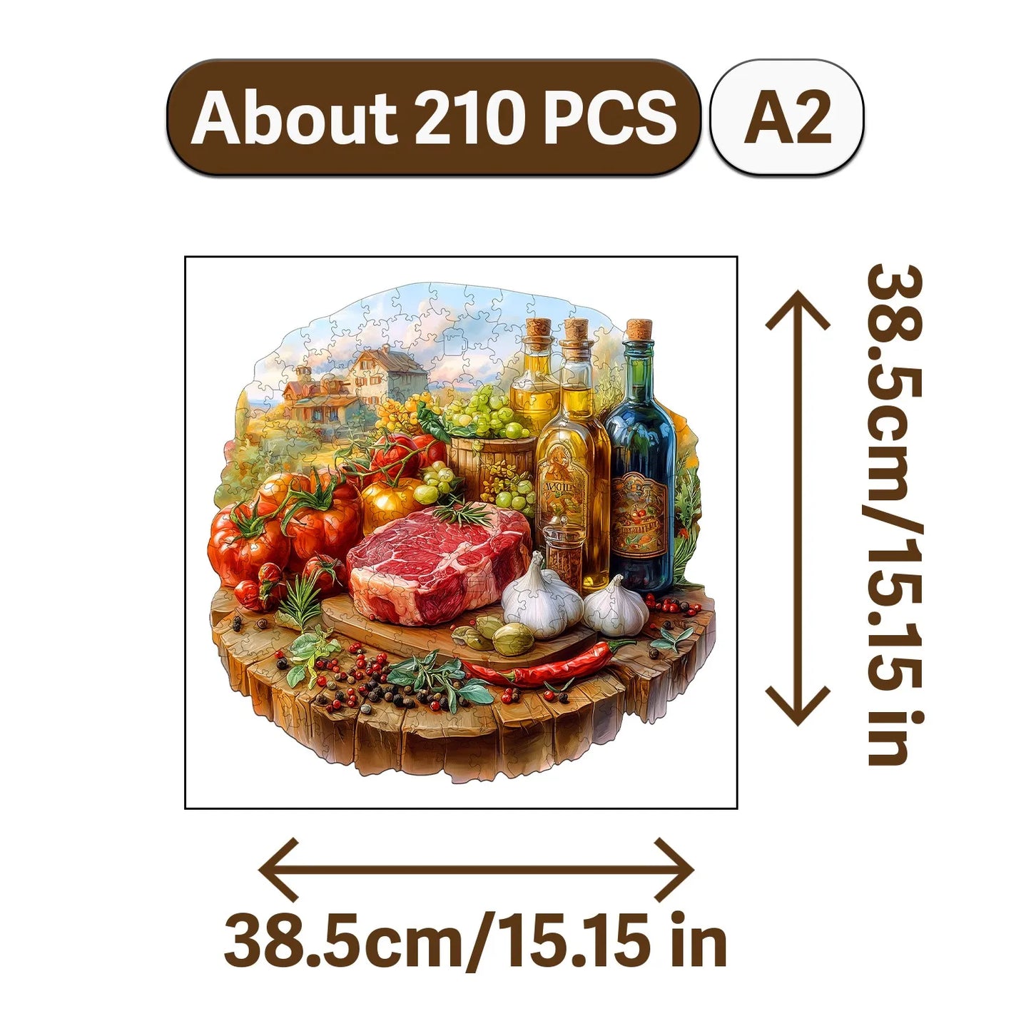 Gourmet Feast Theme Wooden Jigsaw Puzzle Wood Home Decor Painting Christmas and Halloween Gift Toy For Teen And Kid