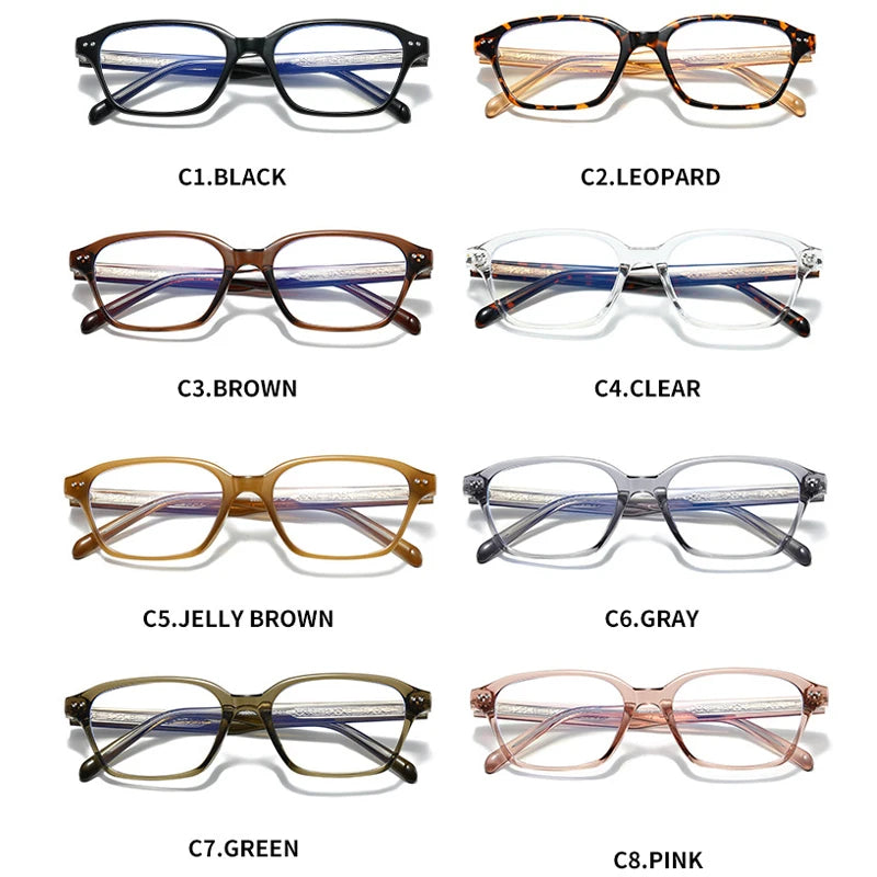 JNPCXI Quality TR90 Glasses Frame Stainless Steel Core Optical Eyeglasses With Anti Blue LIght Rectangle Acetate Leg