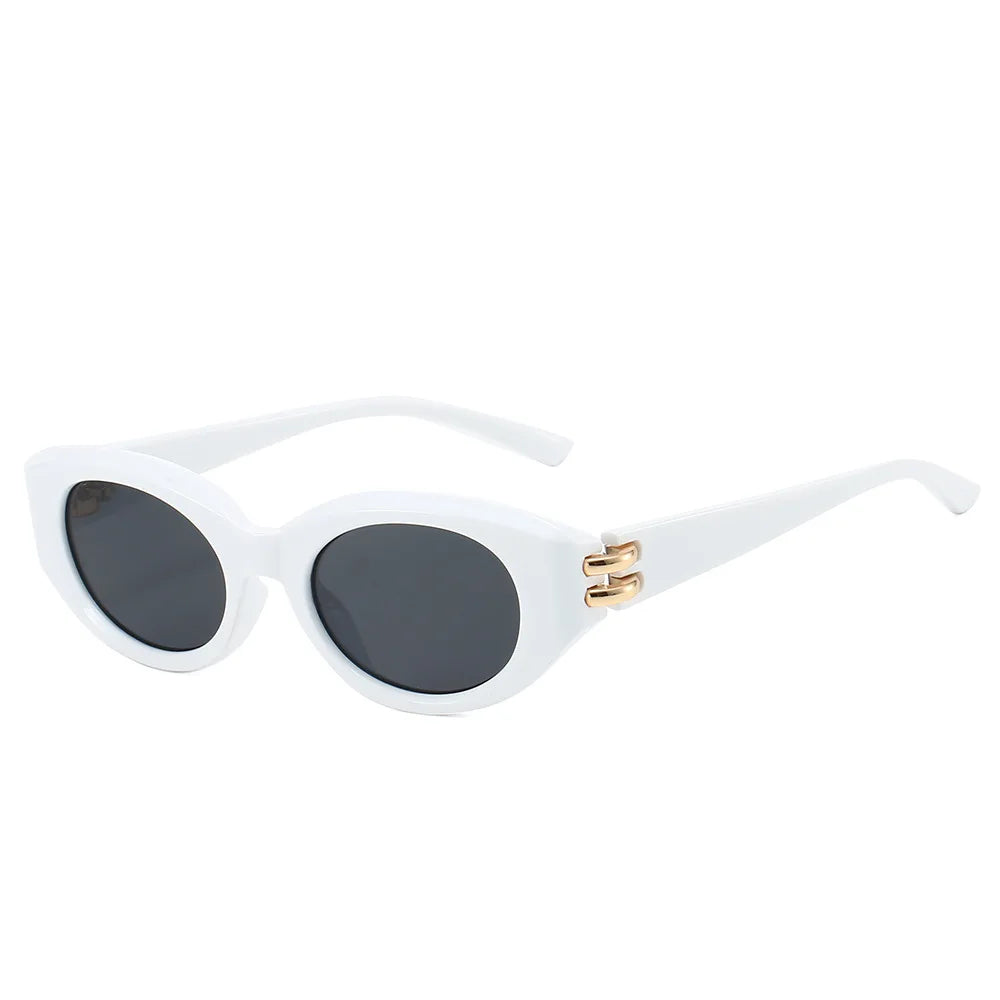 JNPCXI New Fashion Cat Eye Women Sunglasses Shades UV400 Retro Small Oval Black Men Outdoor Sun Glasses