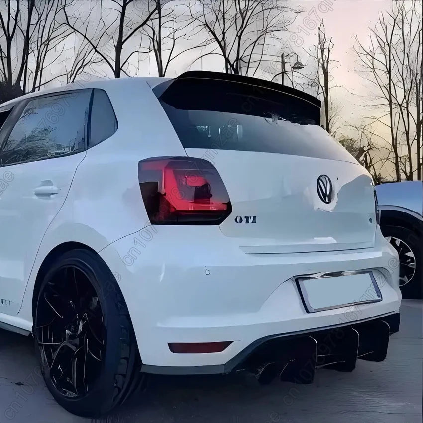 For VW Polo MK5 GTI 6R 6C Two/Four Door Facelift 2010-2018 Car Rear Bumper Diffuser Spoiler Splitter Body Kit Tuning Black