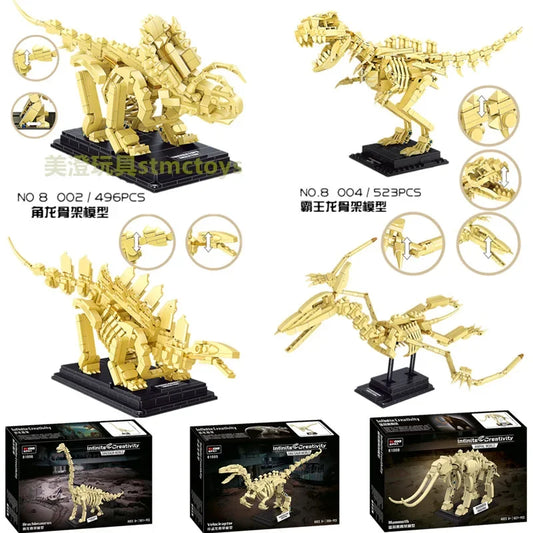 Dinosaur skeleton arrangement model building blocks Education Kids assembly