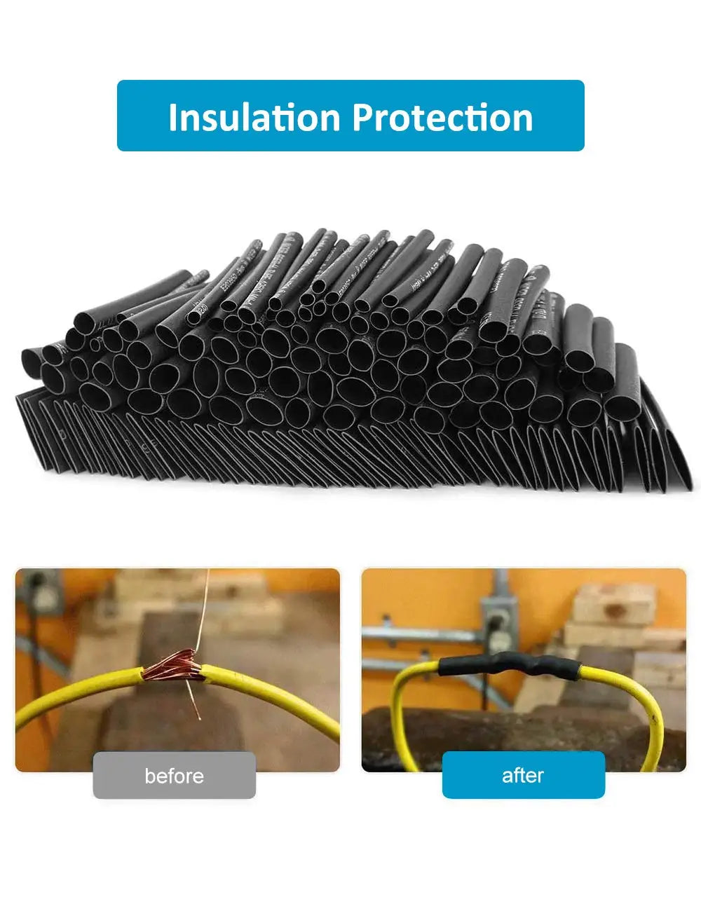 650pcs Heat Shrink Tubing Black innhom Heat Shrink Tube Wire Shrink Wrap UL Approved Ratio 2:1 Electrical Cable Wire Kit