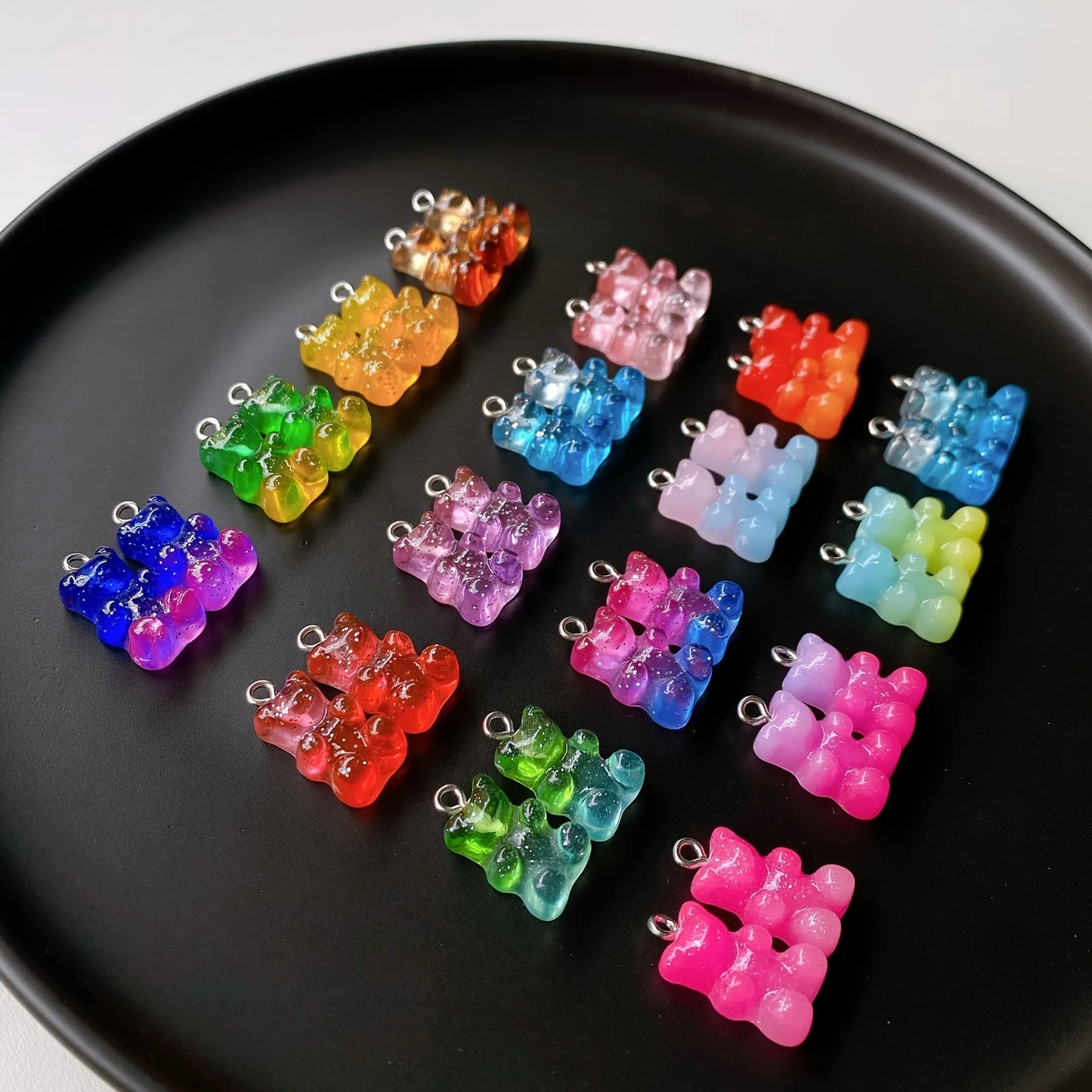 20pcs Colorful Transparent Bear Charms, Animal Pendants for Jewelry Making DIY Handmade Earrings Necklace Key Chain Accessories