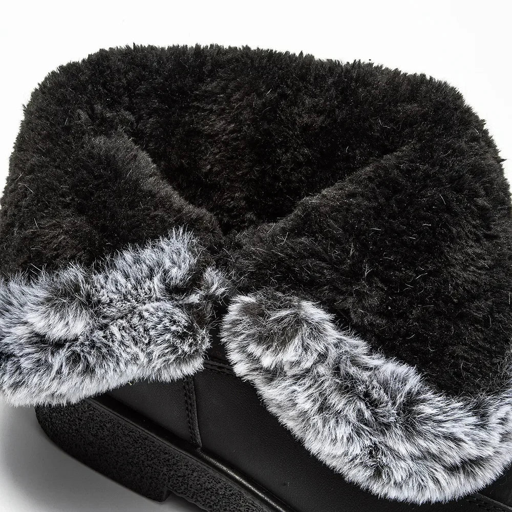 Waterproof Faux Fur Snow Boots for Women Winter Fleece Lining Warm Ankle Boots Woman Soft Sole Non Slip Short Booties Female 44