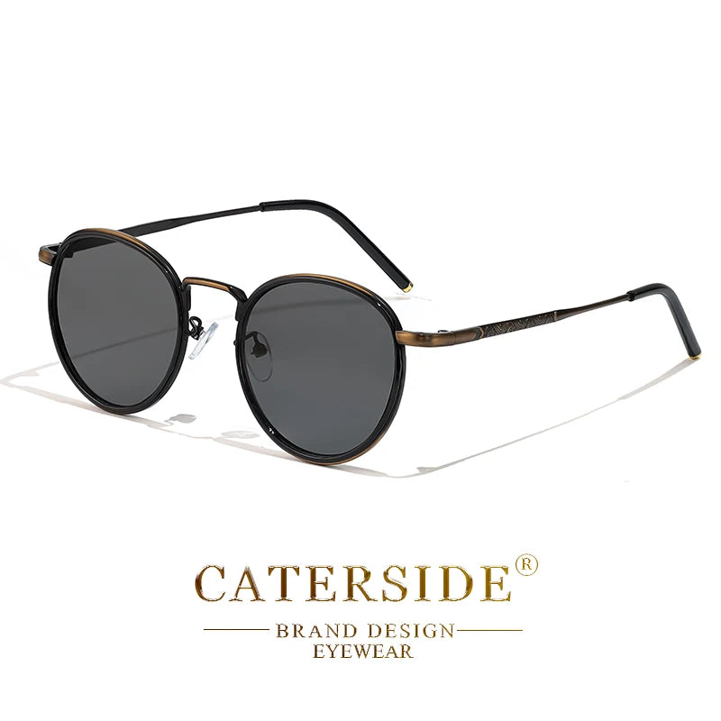 CATERSIDE Retro Round Sunglasses Men's Punk Metal Frame Brand Design Sun Glasses for Women's Party Travel Eyewear Business UV400