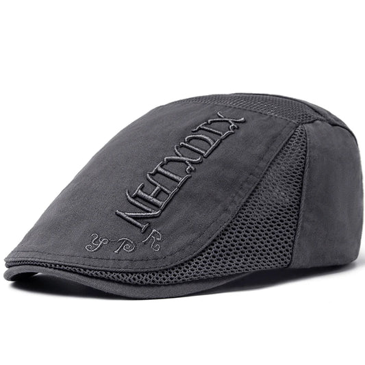 CNTANG Summer Beret For Men Letter Embroidery Mesh Cap Cotton Soft Top Sun Visor Vintage Berets Casual Solid Color Men's Caps