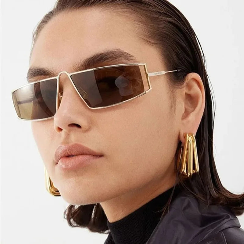 JNPCXI New Vintage Hollow Sunglasses Women Luxury Metal Frame Sun Glasses Rectangle Driving Eyeglasses Eyewear Men