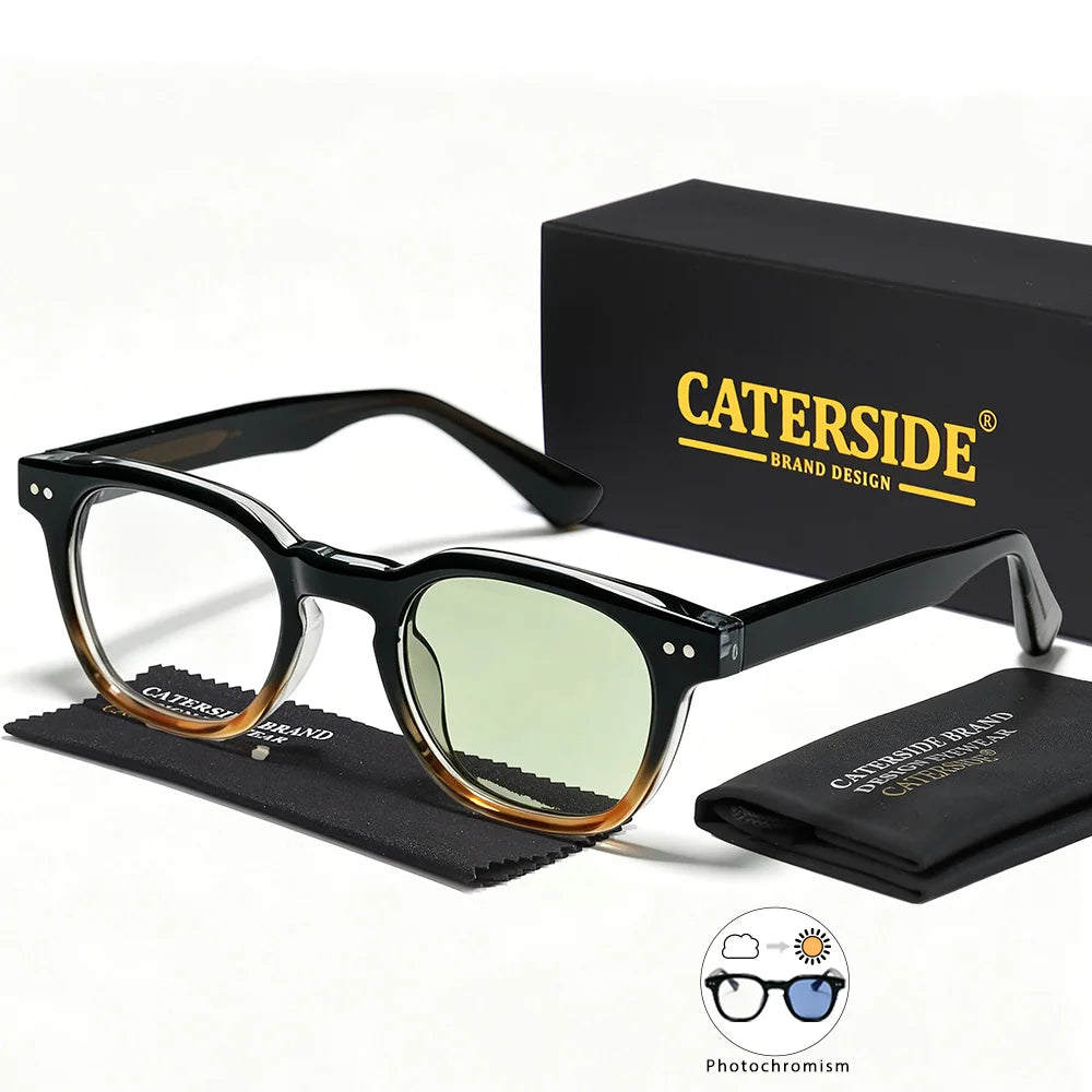 CATERSIDE Retro Men's Photochromic Sunglasses High-Quality Pc Square Sun Glasses Women's Outdoor Travel Business Glasses UV400