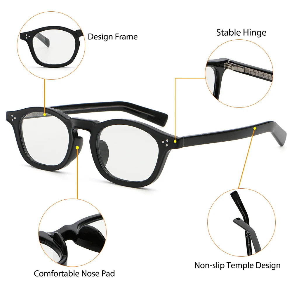 CATERSIDE Fashion Men's Blue Light Protective Glasses Square Frame Spring Hinge Women's Computer Blue Light Protective Glasses