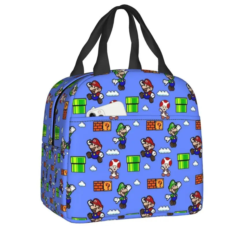 Custom Mario SuperBros Insulated Lunch Bag Reusable Thermal Cooler Lunch Box M20