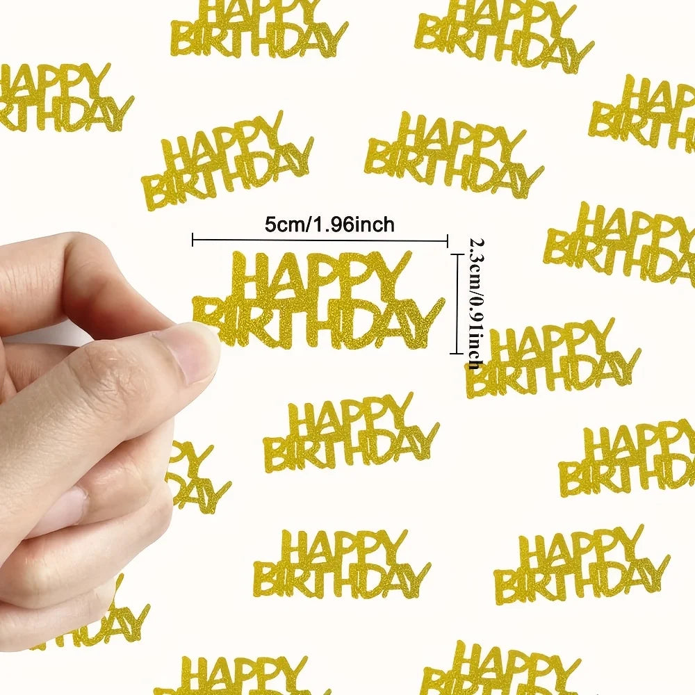 Golden HAPPY BIRTHDAY Desktop Scattering Props, Happy Birthday Confetti, Decorations Birthday Table Scatter Party Supplies