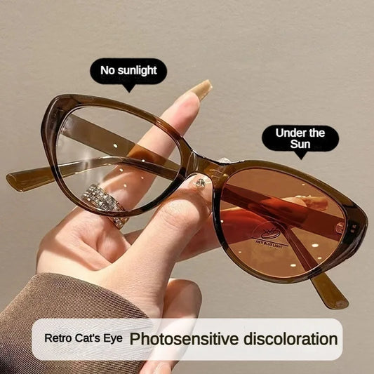 Photochromic Eyeglasses for Woman Anti Radiation Cat Eye Glasses