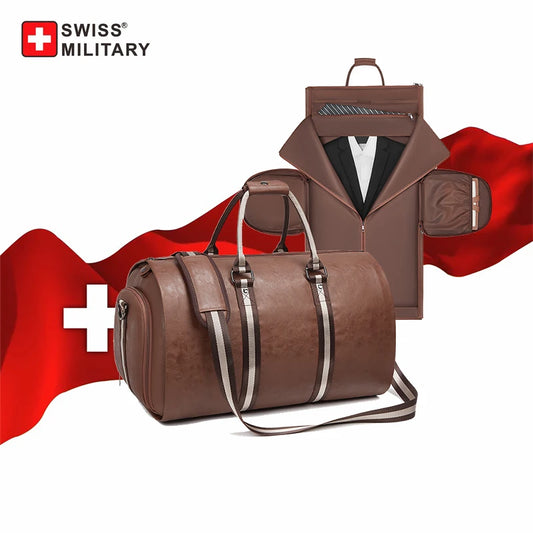 SWISS MILITARY XL Capacity Leather Bag Multifunction Lugage AntiWater Travel Bag