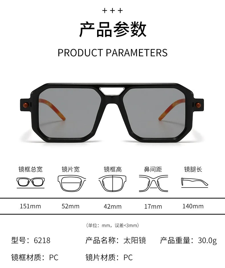New Cross Border Sunglasses European and American Fashion Street Photography Square Frame Sunglasses