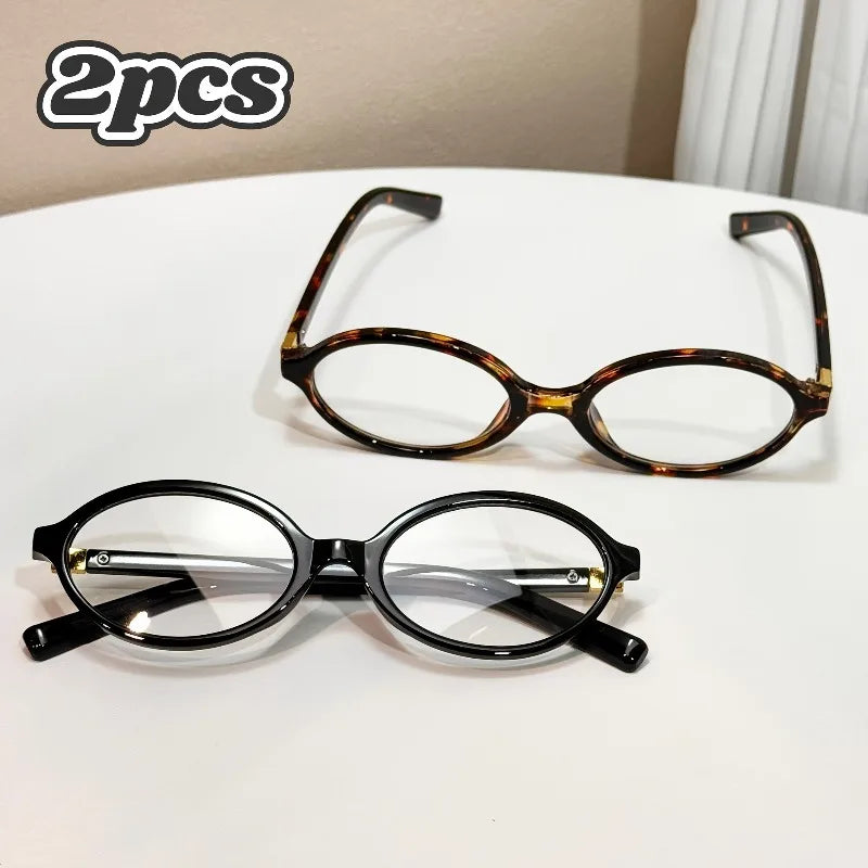 2 Pairs of Stylish Y2K Oval Blue Light Shielded Women's Glasses Decoration Glasses Fashion Accessories Fashion Frames