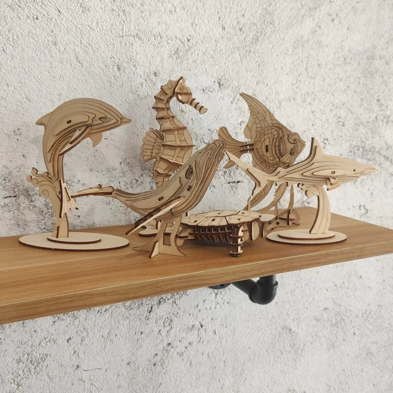 Marine Life Series 3D Wooden Puzzle Educational Toys Puzzles for Kids Educational Toys Wooden Gift for Children Creatif
