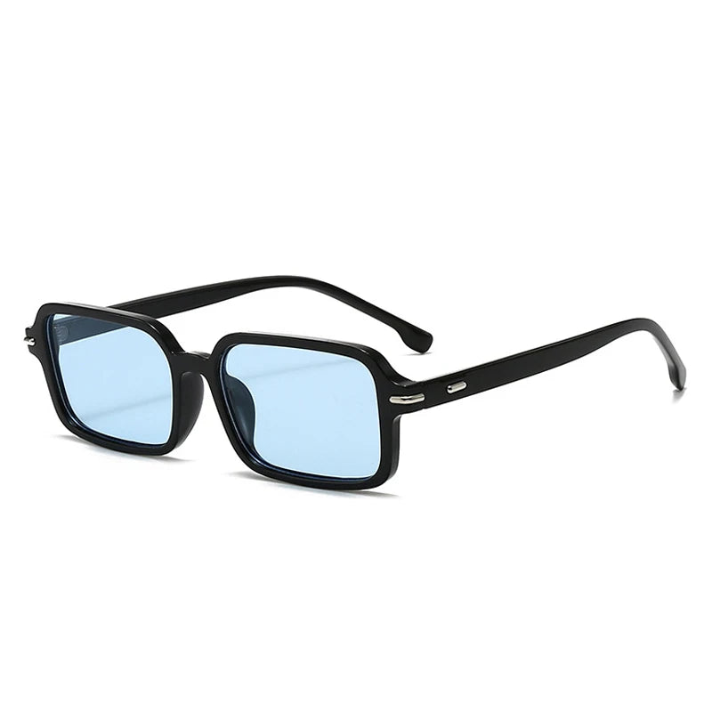 JNPCXI Retro Rectangle Sunglasses Women Fashion Rivets Eyewear Men Trending Punk Leopard Blue Sun Glasses Shades UV400