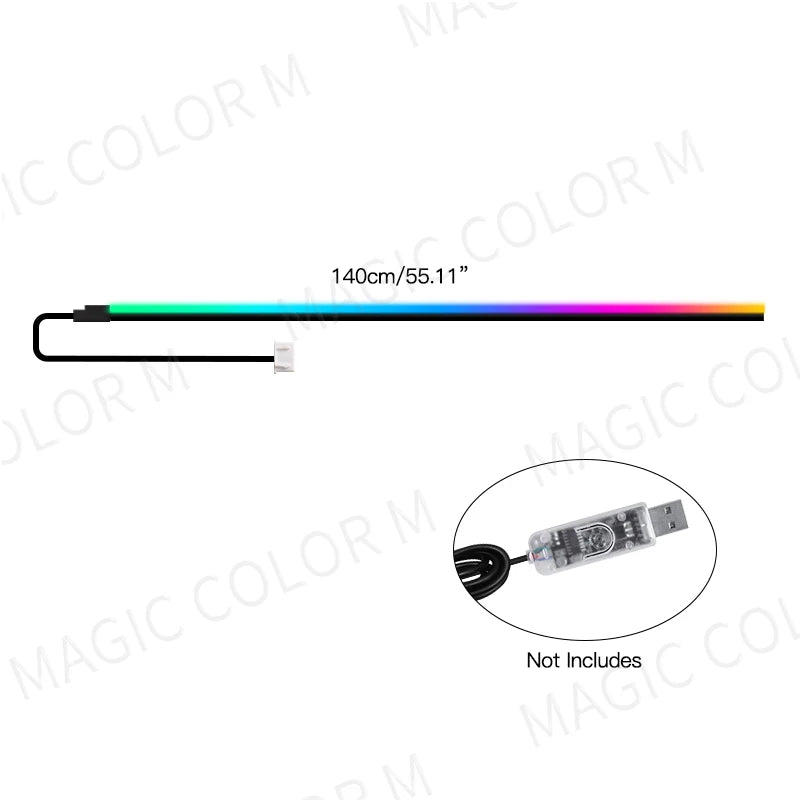 Vgetting Car Ambient Lights LED 140cm 120cm 110cm 90cm 75cm Acrylic RGB Symphony Atmosphere Lamp USB APP Control Remote Control