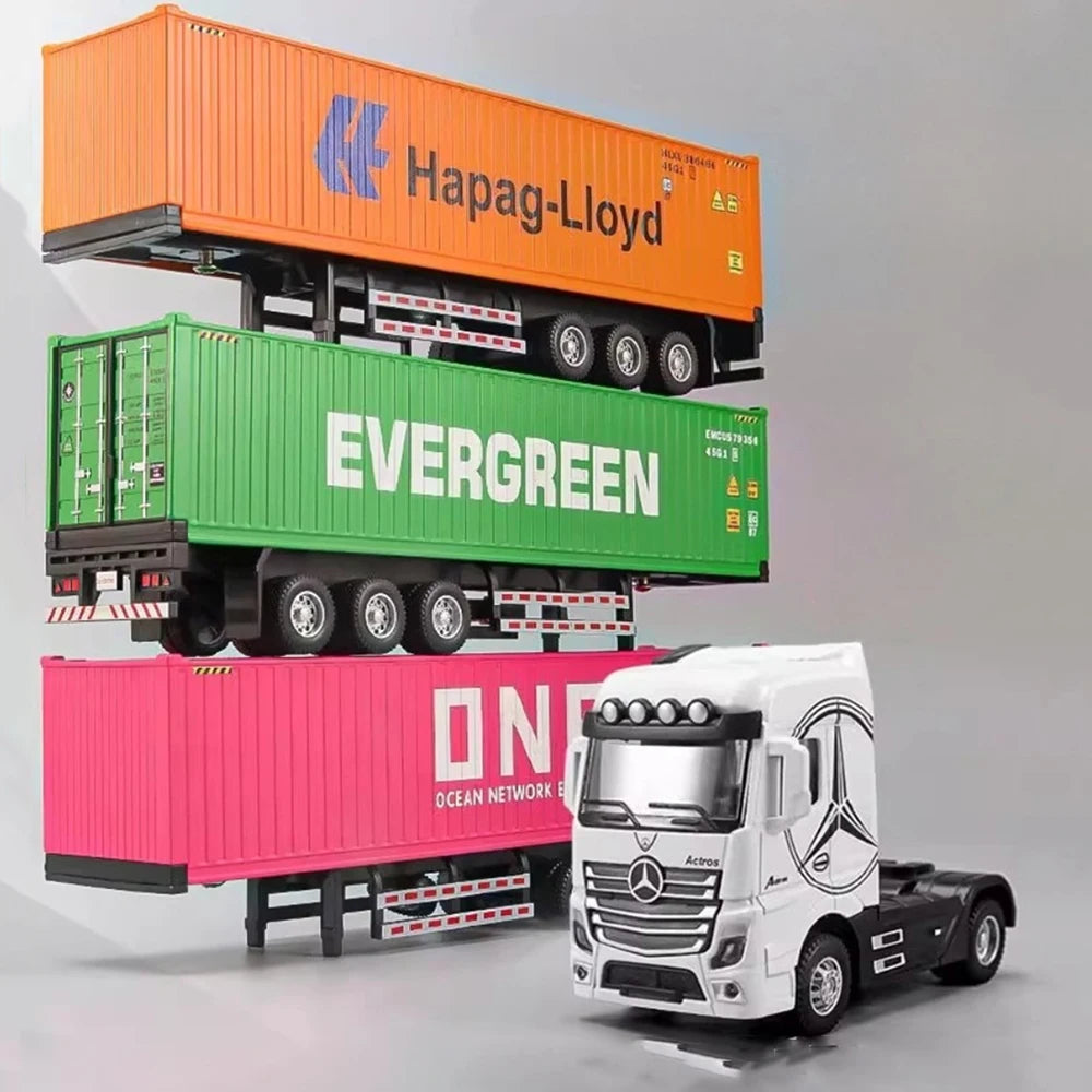 1:50 American Transport Vehicle Scania Container Truck Alloy Model Diecast Toy Doors Opened with Sound Light Cars Kid Toys Gifts