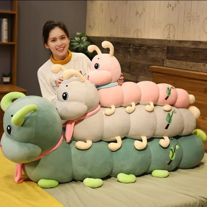 80cm Colorful Caterpillar Plush Toy Silkworm Baby For Soft Hold Pillow Doll Boys Girls High Quality Peluche Cushion New Gifts