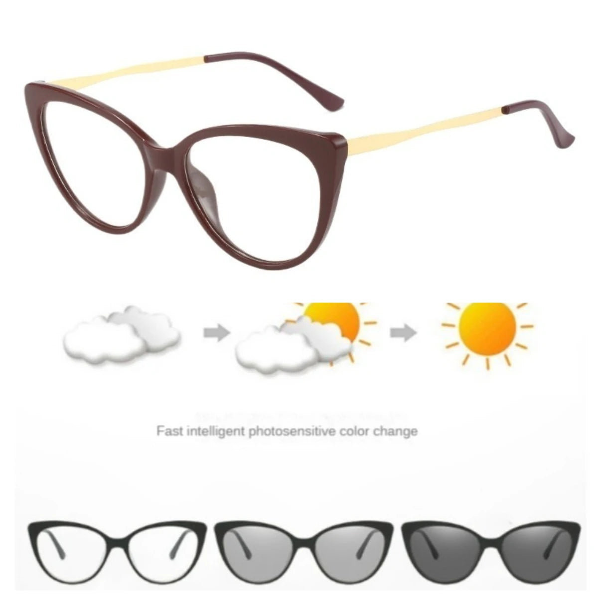 Women Photochromic Optical Glasses Men Anti Blue Light Cat Eye Eye Glasses Unisex Anti Radiation  Eyewear