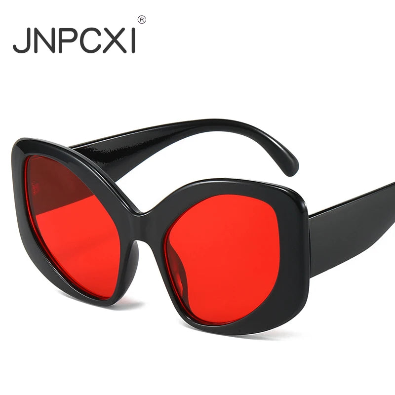 JNPCXI Fashion Oversized Cat Eye Women Sunglasses Shades UV400 Retro Men Matte Orange Candy Color Sun Glasses
