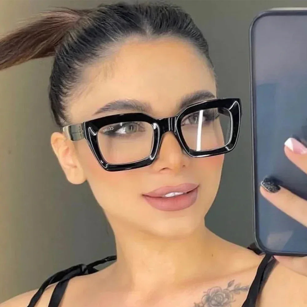 JNPCXI New 0~+ 3.5 Fashion Square Clear Glasses Women Anti-blue Eyeglasses Optical Computer Spectacles Reading Glasses