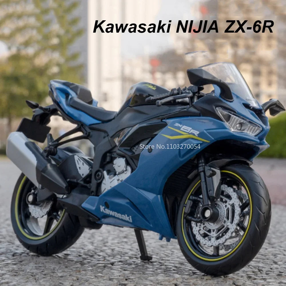 1:12 Kawasaki Ninja ZX-6R R1250GS Cars Model Toys Diecast Alloy Motorcycle Front Wheel Steering Vehicles Decorative for Boy Gift