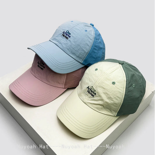 New Men Women Quick-dry Color Block Embroidered Letters Baseball Hats Sunshade Outdoor Versatile Travel Peaked Caps Fashion ins