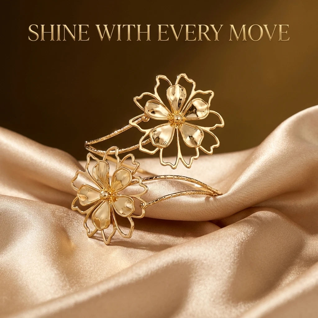 Irregular Hollow Flower Arm Cuff Bracelet Vintage Pattern Upper Arm Band Bangle Summer Beach Women Jewelry Accessories