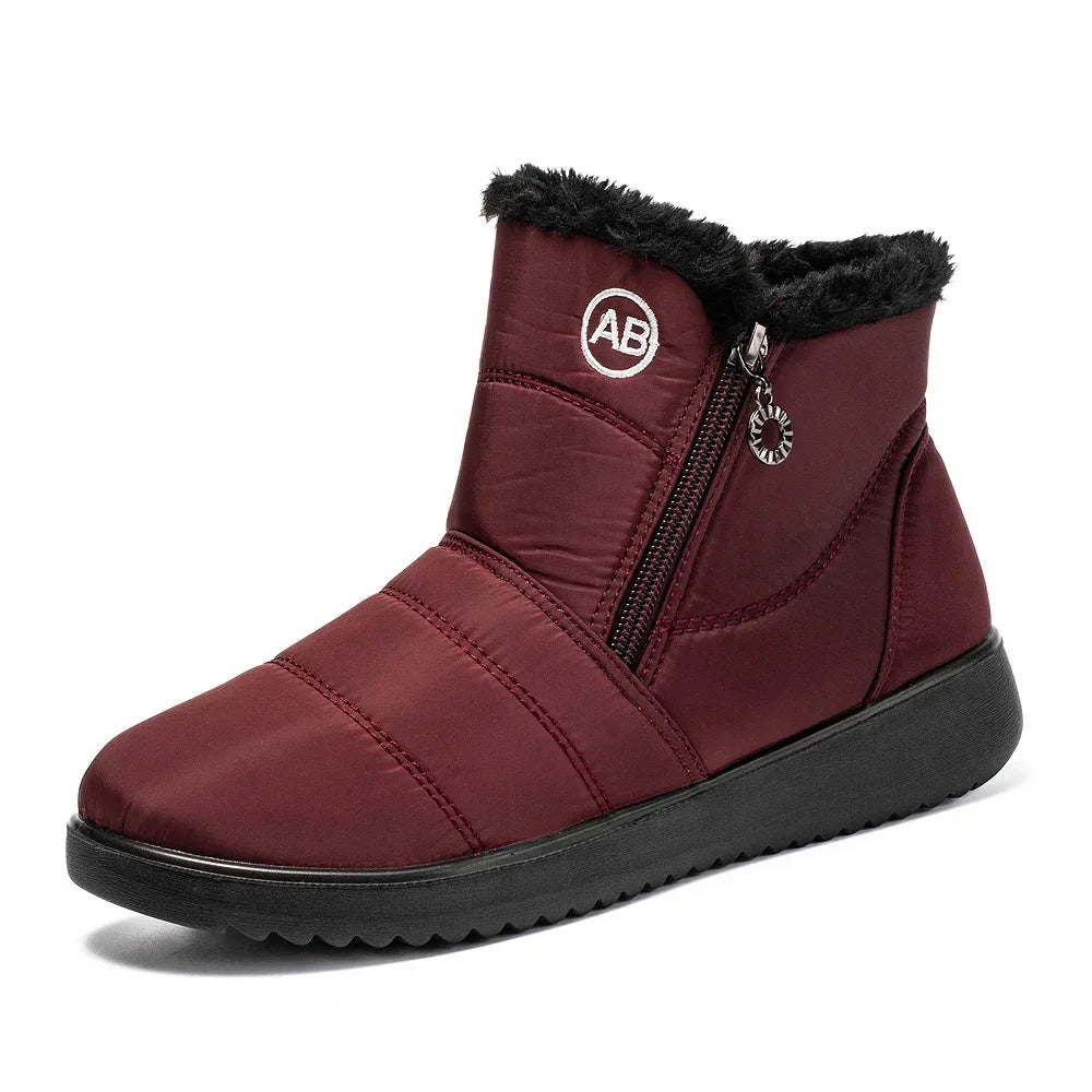 Warm Thick Plush Winter Ankle Boots for Women 2025 Zip Non Slip Waterproof Snow Boots Woman Soft Sole Cotton Shoes Plus Size 44