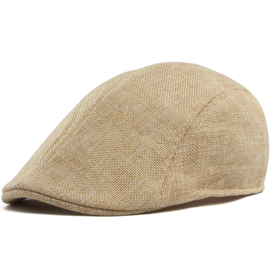 Men's Linen Flat Cap Spring Summer Vintage Visor Beret Breathable Ivy Newsboy Hat Women Fashion Cap Suitable For Small Slim Face