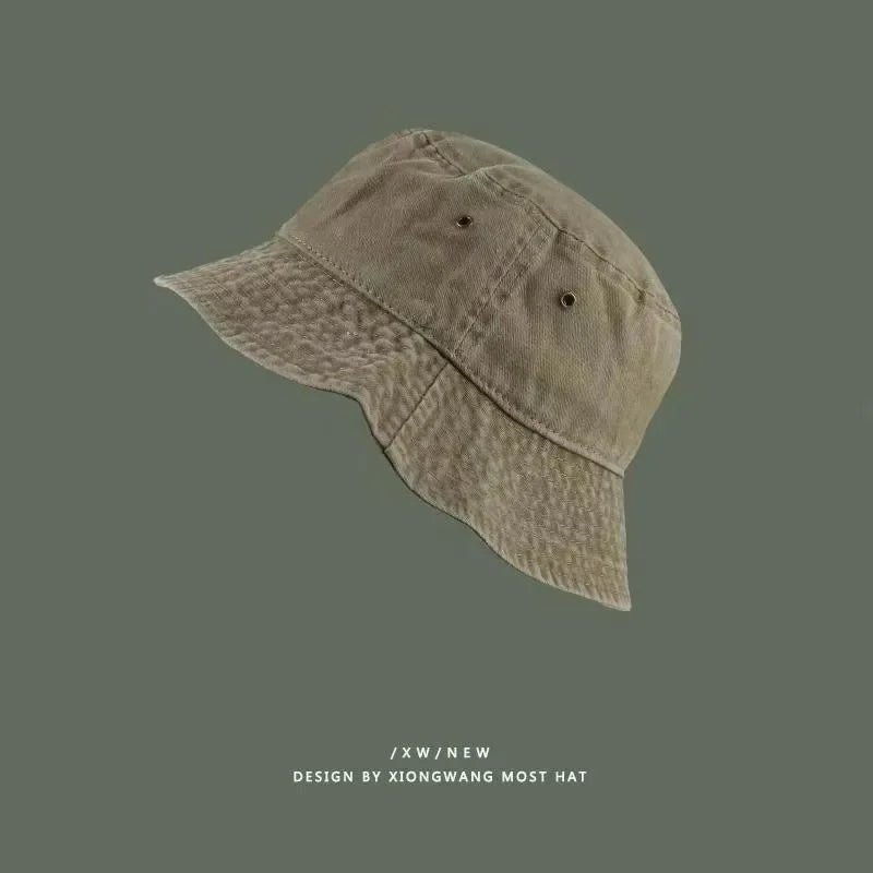 Fashion Washed Denim Hats Unisex Solid Vintage, Fisherman Protection Bucket Hats