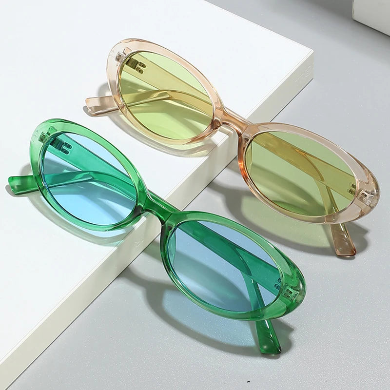 JNPCXI Small Oval Sunglasses for Women's Vintage Design Sun Glasses Shades Female Sexy Retro Punk Men Outdoor Trendy Eyewear