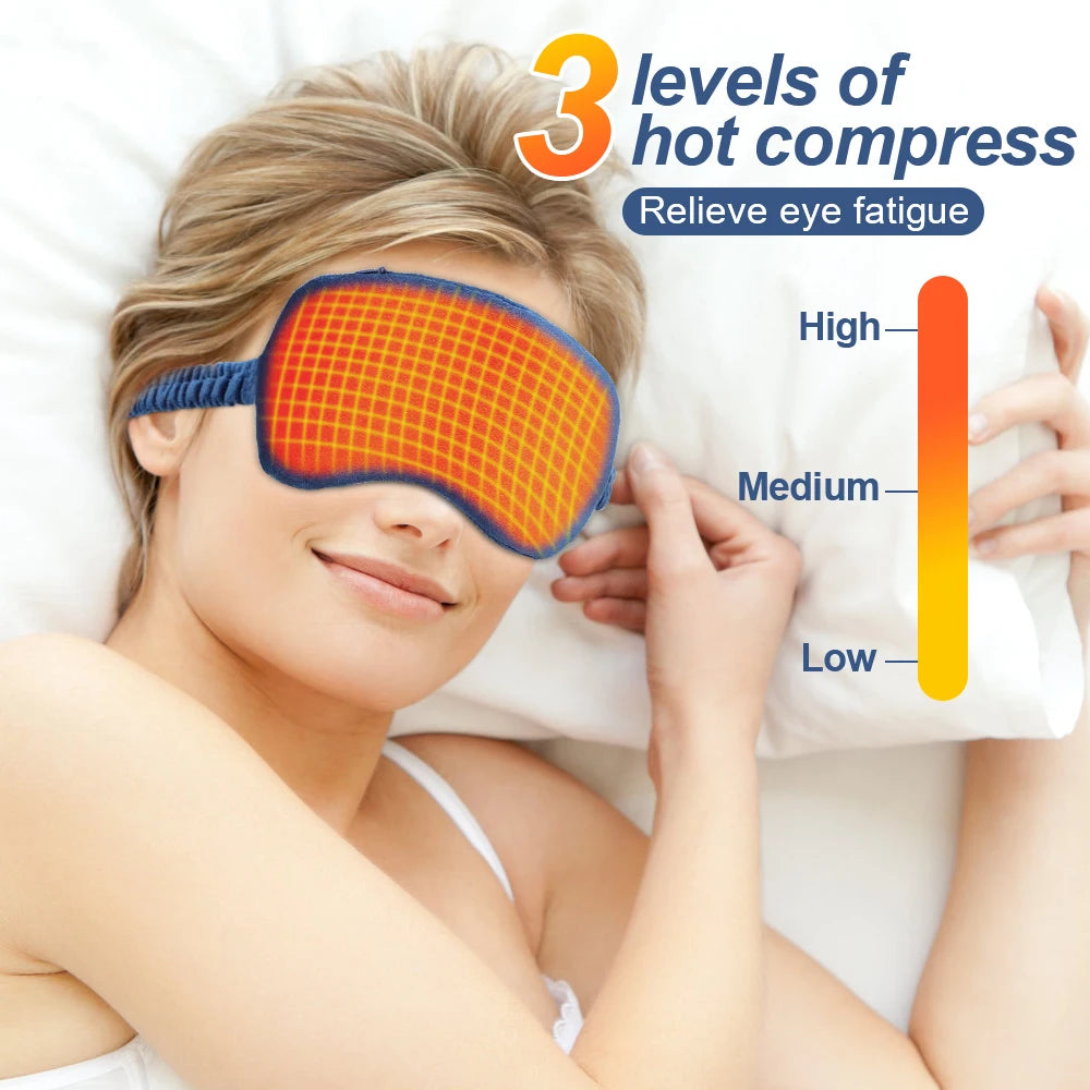 USB Heated Eye Mask Reusable Hot Compress Eye Mask Eye Massager For Sleeping Eye Puffiness Anti Dark Circle Patch Eye Care Belt