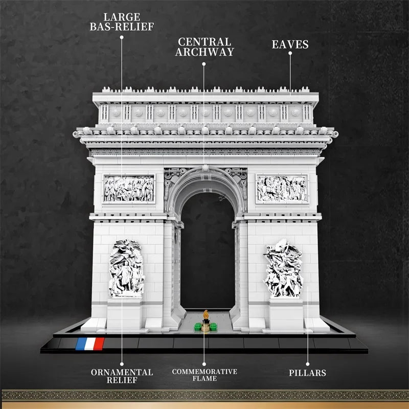 3718PCS Arc de Triomphe Model Building Blocks Paris landmark Building Bricks