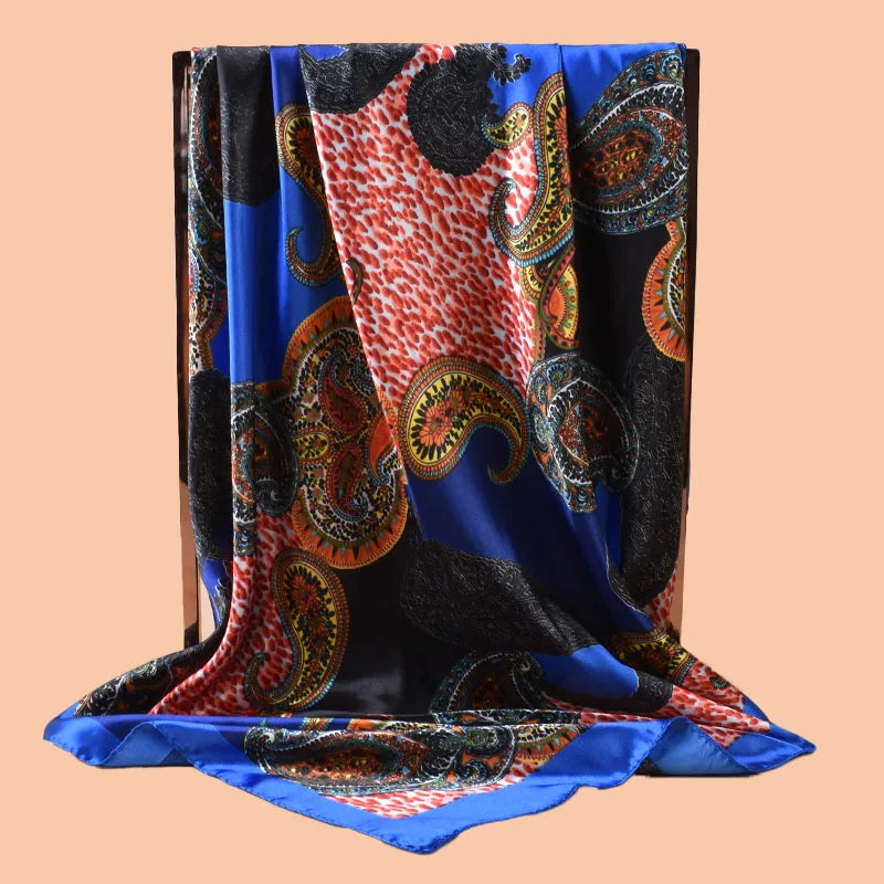 1PC Women's Satin Square Scarf 90x90inch Multi-use Summer Beach Accessory Fashion Headscarf Versatile Hair Towel for Party Use