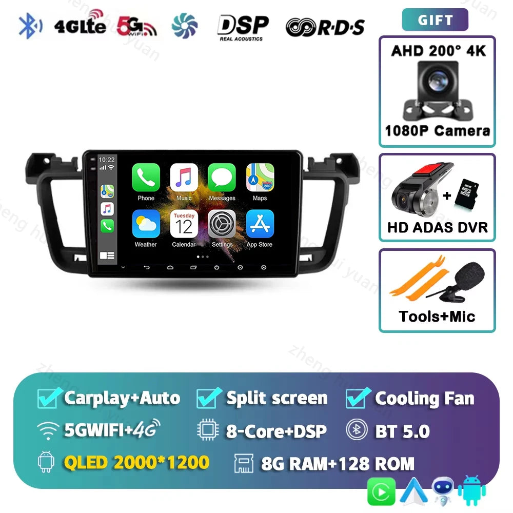 For Peugeot 508 2011 - 2018 Android 15 12+256GB CarPlay Auto Car Radio Multimedia Video Player GPS stereo Head Unit 4G WIFI