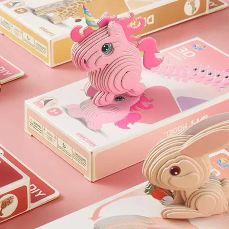 Unicorn Rabbit 3D Paper Puzzle For Kids Educational Montessori Toys Funny DIY Manual Assembly Model Toy For Boy Girl
