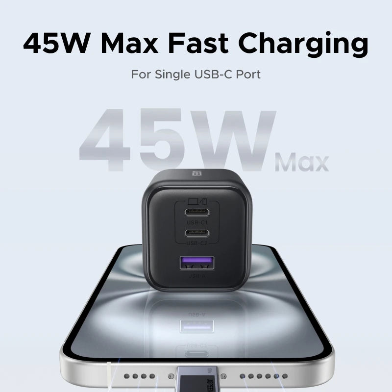 [EU Plug] 45W-20W GaN Charger PD3.0 PPS QC3.0 USB C Fast Charger iPhone Samsung