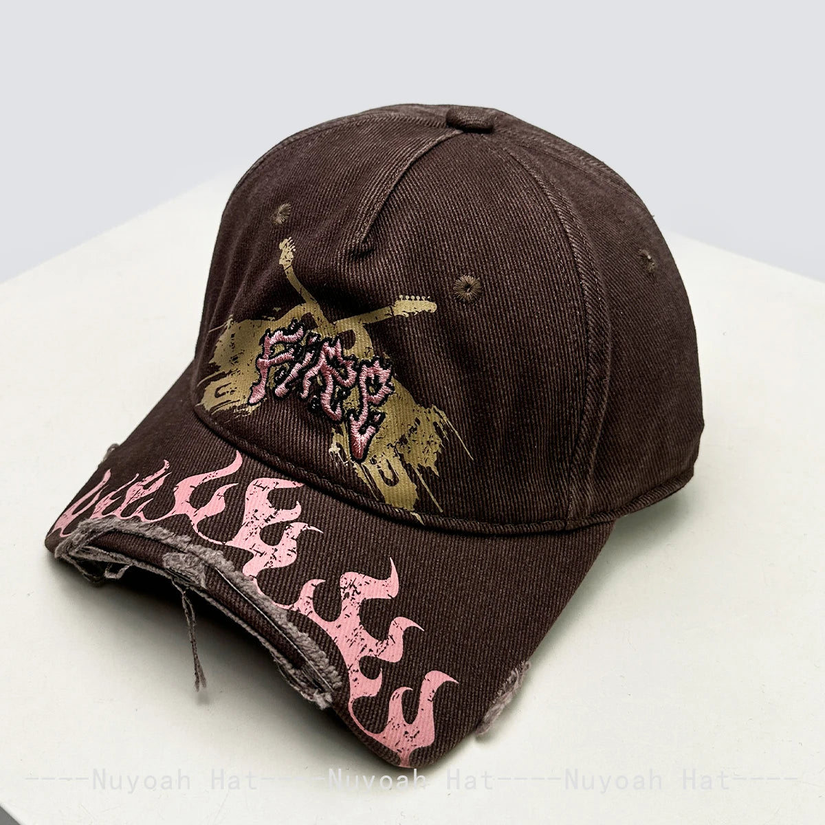 New Men Women Niche Street Embroidered Letters Flame Flag Baseball Hats Sunshade Broken Eave Versatile Peaked Caps Fashion Retro