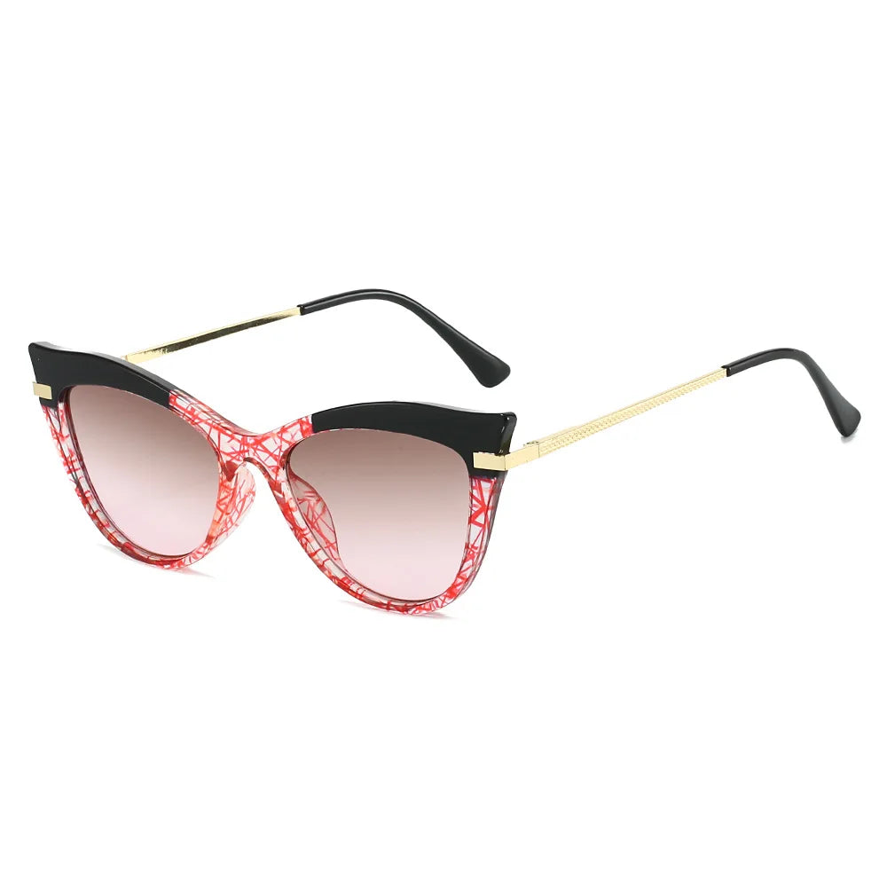 JNPCXI New Cat Eye Double Color Sunglasses Women Fashion Gradient Shades UV400 Eyeglass Frame Men