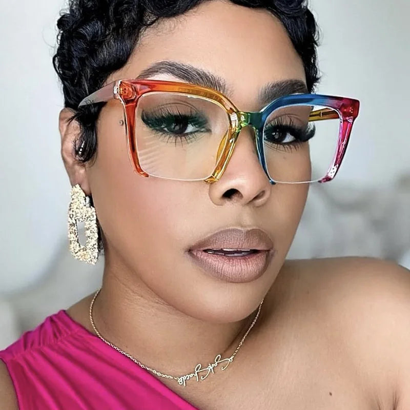 JNPCXI New Retro Semi-rimless Square Women Anti-Blu-Ray Glasses Frame Fashion Men Optical Frame Computer Glasses