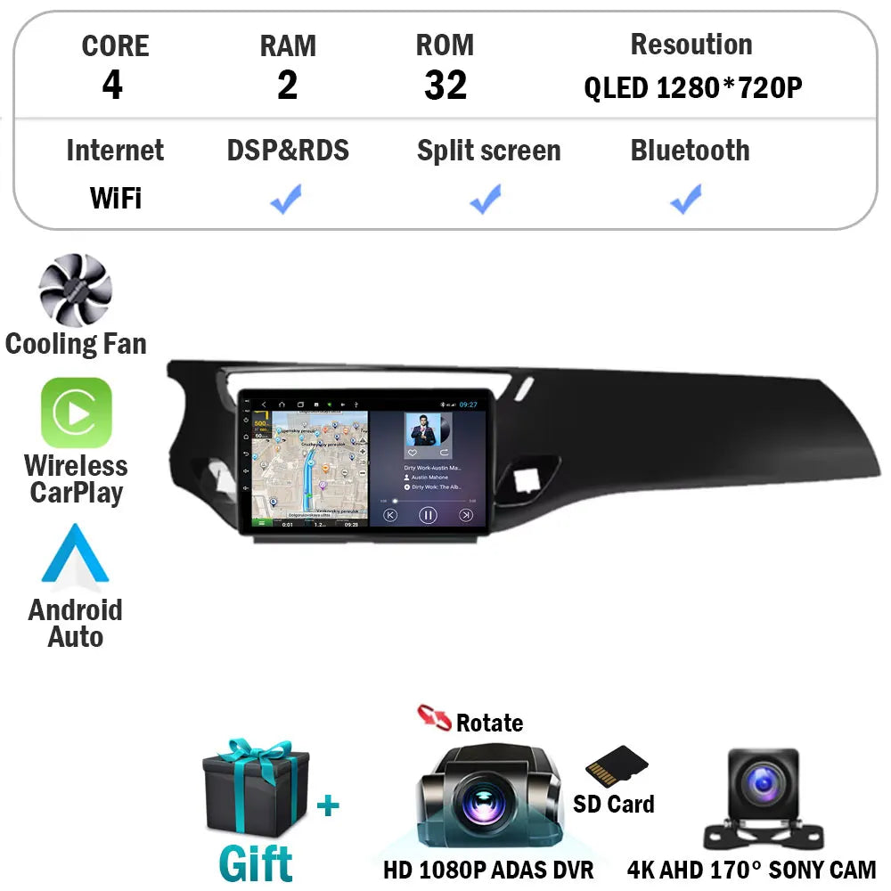For Citroen C3 DS3 2010 - 2016 Car Radio Carplay GPS Navigation Android 15 Auto BT 5G Wifi Multimedia Player Video No 2din DVD