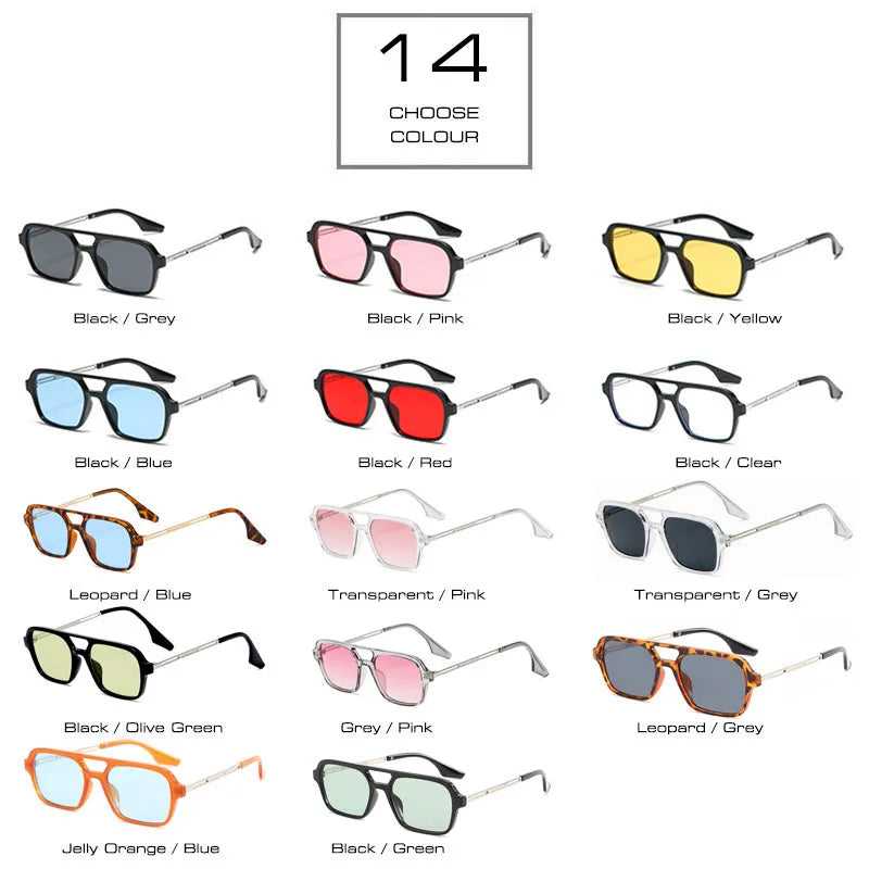 JNPCXI Quality Fashion Double Bridges Women Square Sunglasses Fashion Men Ocean Film Shades UV400 Trending Sun Glasses