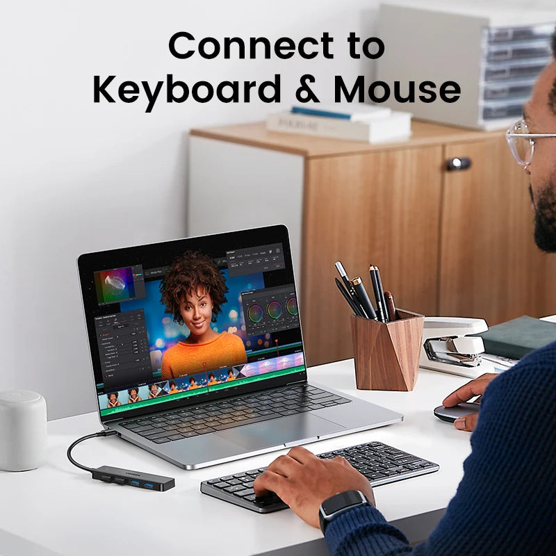 USB3.0 HUB 4 Ports USB-A Splitter Slim USB Expander Mouse Keyboard Flash Drive