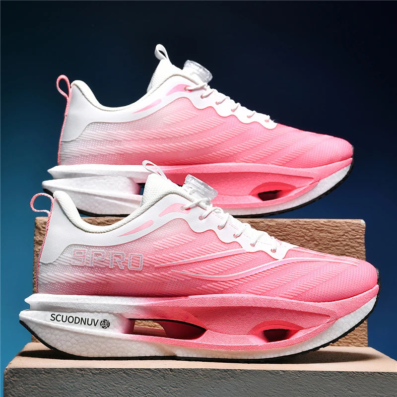 Men Running Shoes Carbon Board Marathon Sports Shoes Breathable Lightweight Women's  Athletic Nonskid Sneakers New