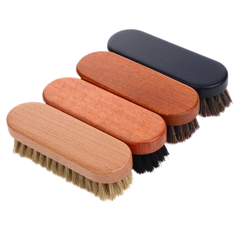 Handle Details Polishing, Cleaning Brush Horse Hair Wood Brush Leather Shoe Care