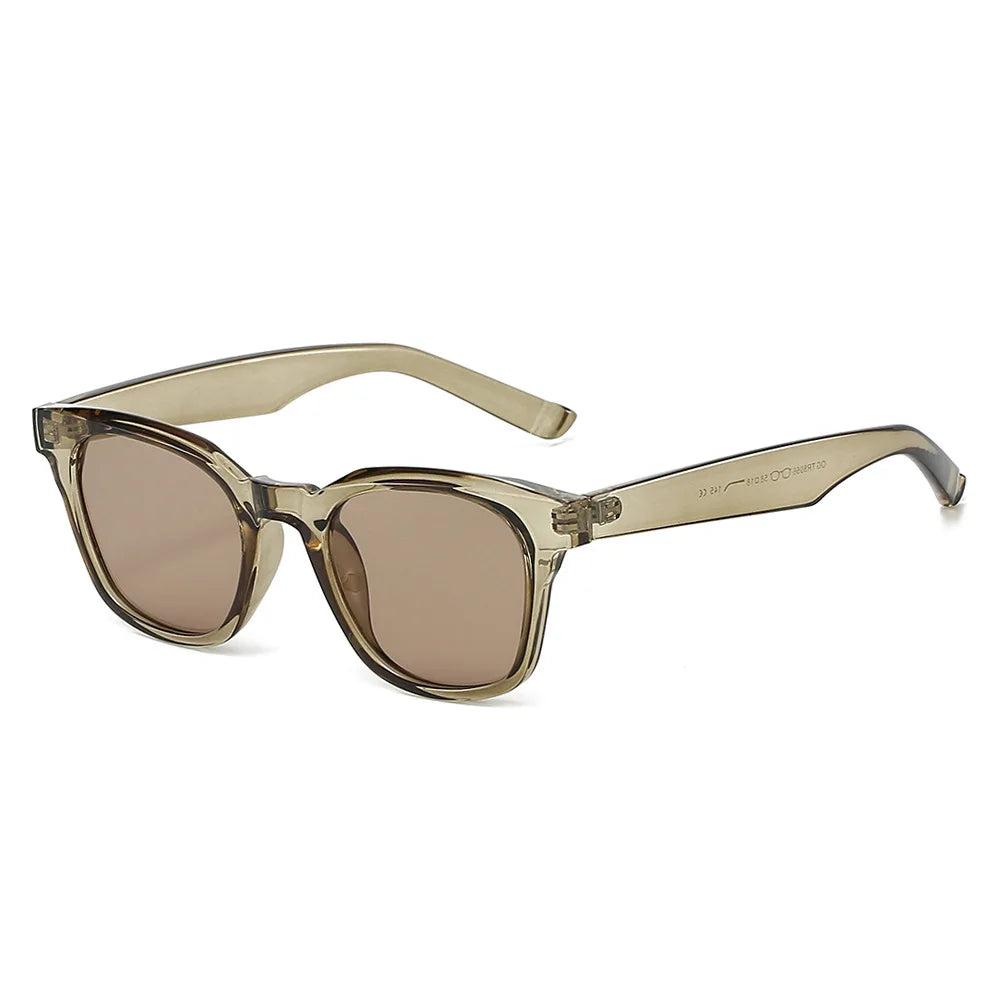 JNPCXI Retro Tr90 Square Jelly Color Sunglasses Women Shades UV400 Fashion Rivets Men Punk Matte Tea Sun Glasses